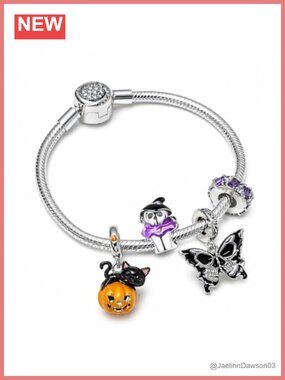925 Sterling Silver Charm Bracelet 4 Charms DIY Jewelry Gift for Women